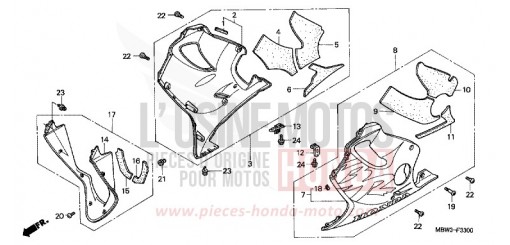 CAPOT INFERIEUR CBR600F1 de 2001
